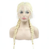 melody wig Blonde Double Braid Middle Part Synthetic Lace Front Wigs For Women 613 Heat Resistant Fiber Hair 24