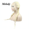 melody wig Blonde Double Braid Middle Part Synthetic Lace Front Wigs For Women 613 Heat Resistant Fiber Hair 24