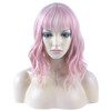 DAOTS 14 Inches Curly Wigs with Bangs for Women Girls Synthetic Wavy Hair Wig Pink