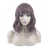 DAOTS Curly Wigs with Bangs for Women Girls Synthetic Wavy Hair Wig 14 Inches Wine Red