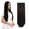 REECHO 24 Straight Long 4 PCS Set Thick Clip in on Hair Extensions Dark Brown with Little Reddish