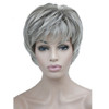 Aimole Short Layered Body Wave Wigs Synthetic Womens Wig Full Hair 48T Gray with Dark Root