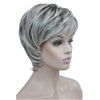 Aimole Short Layered Body Wave Wigs Synthetic Womens Wig Full Hair 48T Gray with Dark Root