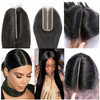Brazilian 2x6 Lace Closure Straight 100 Remy Human Hair Middle Part Bleached Knots Lace Closure Natural Black 8inch