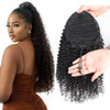 Curly Human Hair Ponytail with Wrap Drawstring 3C Brazilian Hair Weave Natural Color Afro Kinky Curly Hair Piece Clipin