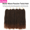 Ubeleco 18 Inch Passion Twist Hair Water Wave Crochet Hair for Women Ombre Brown Passion Twist Crochet Hair 6 Packs Long