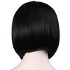 Onedor 11 Short Straight Middle Part Synthetic Heat Resistant Bob Wigs Full Head Hair Wigs for Women Girls 1B Off Black