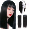 2 Pieces Black Clip in Hair Extensions Human Hair 14inchStraight hair Hairpiece About 25gpcCand Be Dyed