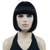 Lydell 8 Straight Short Bob Hair Flat Bangs Cute Central Dot Skin Top Heat Resistant Synthetic Wigs Black