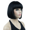 Lydell 8 Straight Short Bob Hair Flat Bangs Cute Central Dot Skin Top Heat Resistant Synthetic Wigs Black