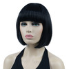 Lydell 8 Straight Short Bob Hair Flat Bangs Cute Central Dot Skin Top Heat Resistant Synthetic Wigs Black