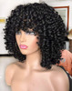 Annivia Curly Afro Wig with Bangs Short Kinky Curly Wigs for Black Women Synthetic Fiber Soft Hair Short Curly Afro Wig