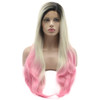 Lushy Straight Extra Long 28in Black Root Light Blonde Pink Ombre Wigs Heavy Density Heat Friendly Synthetic Lace Front