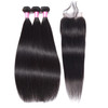 Peruvian Straight Hair Bundles Human Hair Bundles with Closure18 20 2214Unprocessed Virgin Human Hair 3 Bundles with Clo