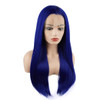 Meiyite Hair Straight Long 24inch Navy Blue Heat Resistant Heavy Density Realistic Synthetic Lace Front Wigs