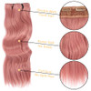 4PCS Clip in Hair Extensions 20Inch Long Wavy Hair Extensions Clip ins Synthetic Thick Hair Piece for Women Pink