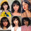 PANEWAY Short Human Hair Wigs with Bangs Brazilian Body Wave Virgin Human Hair Wigs for Black White Women Short Wavy Bob