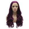 Lushy Wavy Long Purple Wig Half Hand Tied Heat Friendly Synthetic Lace Front Wig