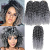 Sharopul Kinky Curl Short Hair Style 8Inch Afro Kinky Twist Hair 3little pcs silver gray color Soft Synthetic Crochet Br