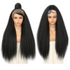WIGNEE 26 Inches Kinky Straight Headband Wig for Women Yaki Straight Wigs with Black Headband Kinky Afro Wigs For Black