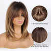 Alanhair Ombre Brown Wigs for WomenShoulderLength Layered Wigs with Bangs Heat Resistant Synthetic Fibre Wigs