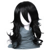 ColorGround Medium Long Wavy Anime Cosplay Wig for Men Black Wavy