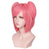 ColorGround Short Pink Cosplay Wig with 2 Clips Ponytails for Girls and Women