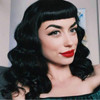 DIFEI Rockabilly Vintage Wig Audrey Hepbum Short Bang Wig Long Finger Wavy Wigs for Women Black