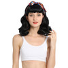 DIFEI Rockabilly Vintage Wig Audrey Hepbum Short Bang Wig Long Finger Wavy Wigs for Women Black
