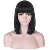 Deifor Short Straight Black Bob Wig with Bangs for Women Natural Heat Resistant Synthetic Hair Wigs