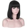 Deifor Short Straight Black Bob Wig with Bangs for Women Natural Heat Resistant Synthetic Hair Wigs