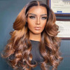 QUINLUX WIGS 1b30 Color Body Wave Human Hair Wigs 180 Density HD Transparent Lace Human Hair Wigs 13x6 Lace Front Wig Pr