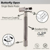 WEISHI Butterfly Open Double Edge Safety Razor for Men Nostalgic Long Handle with 5 Stainless Razor Blades Reusable Wet