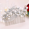 EVER FAITH Womens Clear Crystal Ivory Color Simulated Pearl Flower Leaf Bridal Banquet Hair Comb SilverTone