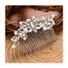 EVER FAITH Womens Clear Crystal Ivory Color Simulated Pearl Flower Leaf Bridal Banquet Hair Comb SilverTone