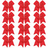TUUXI 12pcs Large Cheering Bows 8 Inch Red Cheerleading Bows with Elastics Hair Ties Bands Ponytail Holder for Cheerlead