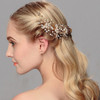 Ammei Headpiece Gold Wedding Headpieces For Bride Handmade Leaves Design Bridal Hair Pins with Rhinestones and Pearls Se