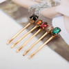 Numblartd Set of 5 Vintage Imitation Crystal Rhinestone Alloy Barrettes Side Clip Hairpin Hair Clip Bobby Pins Hair Acce