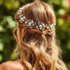 Unicra Silver Flower Bridal Headpiece Prom Wedding Hair Accessories Hair Vine for Brides and Women Silver