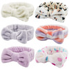 6 Pcs Spa Facial Headbands Set Soft Fleece Headbands for Makeup Face Washing Skin Care Yoga and Shower with Bow Hair Ban