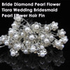 AKOAK 40 Pcs Bride Diamond Pearl Flower Tiara Wedding Bridesmaid Pearl Flower Hair Pin Delicate and Elegant Female Upin