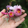 Fangsen Silver Wedding Rose Flower Hair Comb Bridal Flower Hair Clip Floral Hair Accessories for Women and Girls Purple
