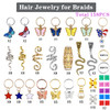 NAISKA 158PCS Gold Butterfly Hair Jewelry for Braid Loc Dreadlock Clip Accessories Halloween Snake Charms for Braid Clip
