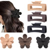 6 Pack Large Claw Clips for Women Square Flower Hair Clips for Thick Hair Matte Neutral Colors