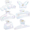 Juexica 6 Pcs Plastic Hair Claw Clips Cute Large Claw Clips Strong Holding Teeth Interlocking for Thick Thin HairClear