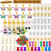 NAISKA 125PCS Colorful Butterfly Loc Dreadlock Accessories Jewelry Handemade Butterflies Bee Pearls Charms Hair Jewelry