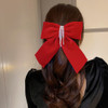 Wiwpar Velvet Big Red Hair Bows Hair Clips Barrettes for Women Sparkly Rhinestone Tassel Hair Clips Barrettes Bowknot wi