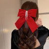 Wiwpar Velvet Big Red Hair Bows Hair Clips Barrettes for Women Sparkly Rhinestone Tassel Hair Clips Barrettes Bowknot wi