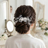 3PC Clysburtuony Bridal Hair Accessories for Women Flower Side Hair Clips Pearl Headpiece Hair Pins White Combs