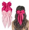 Furling Pompoms Hair Bows Clip Hot Pink Bow for Womens Hair 2 Pack Elegant Satin Bow Hair Accessories for Birthday Weddi